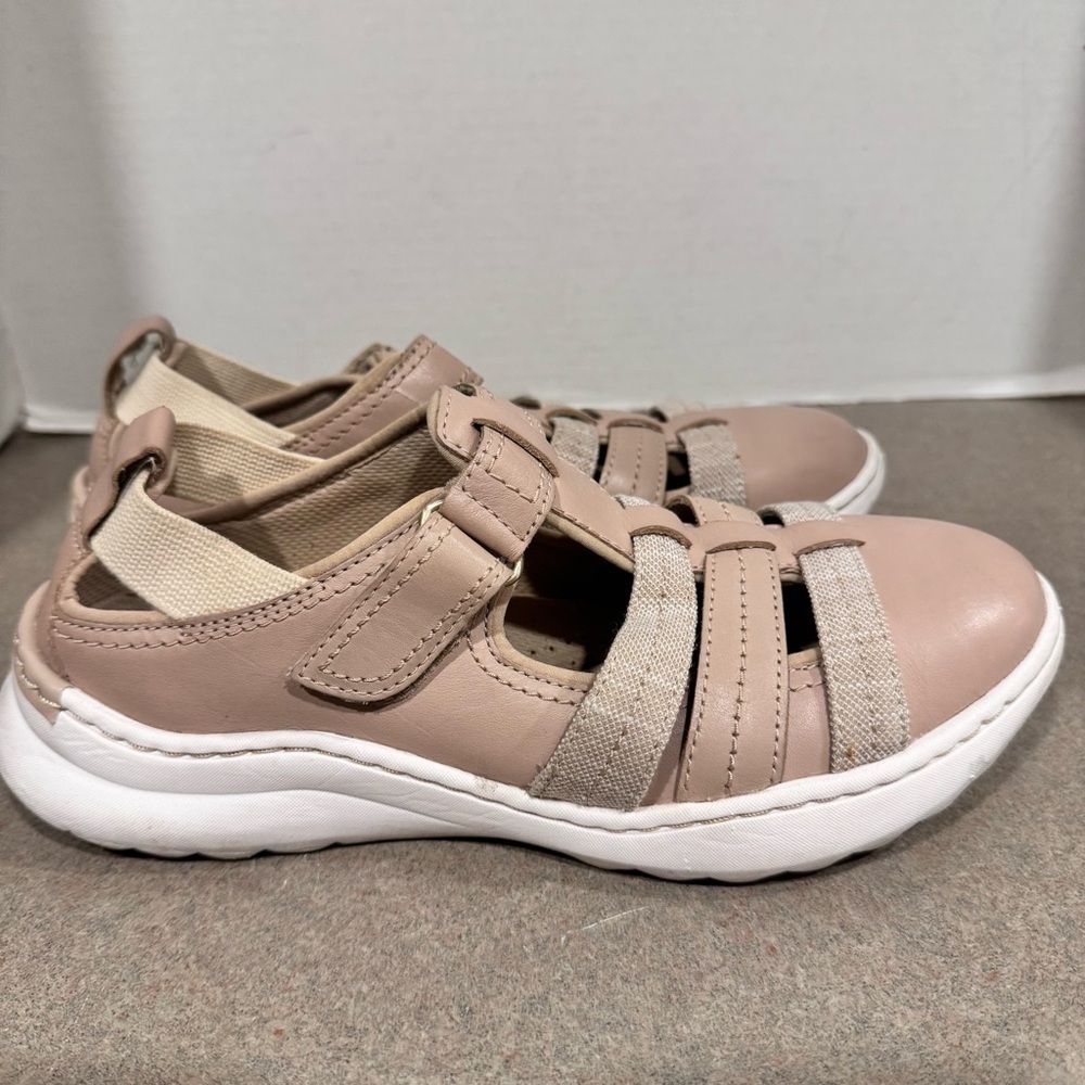 Clarks Women’s Leather 7.5 Teagan Step Sand Loafer Closed Toe Sandals